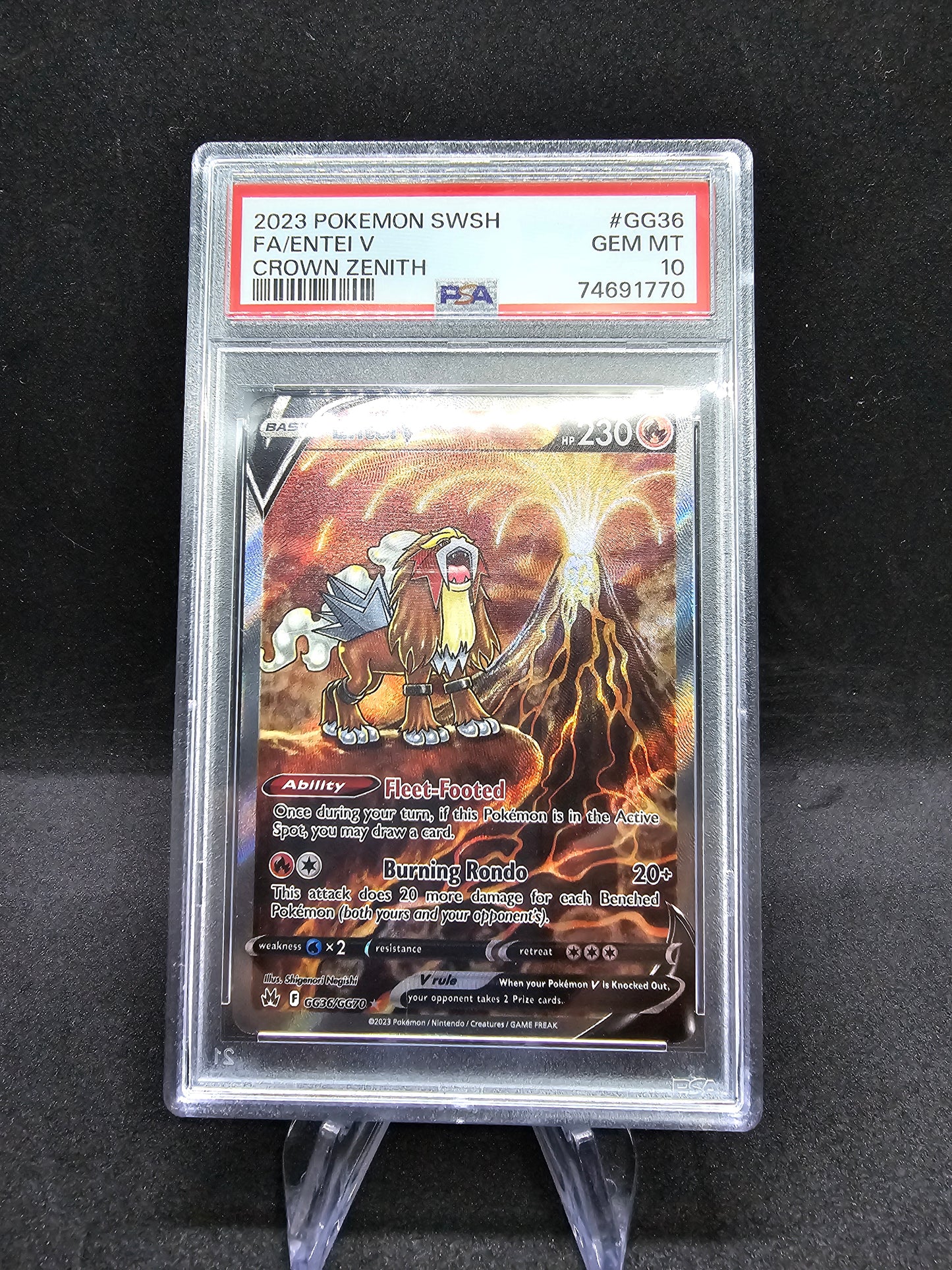 Entei V - Crown Zenith: Galarian Gallery PSA 10